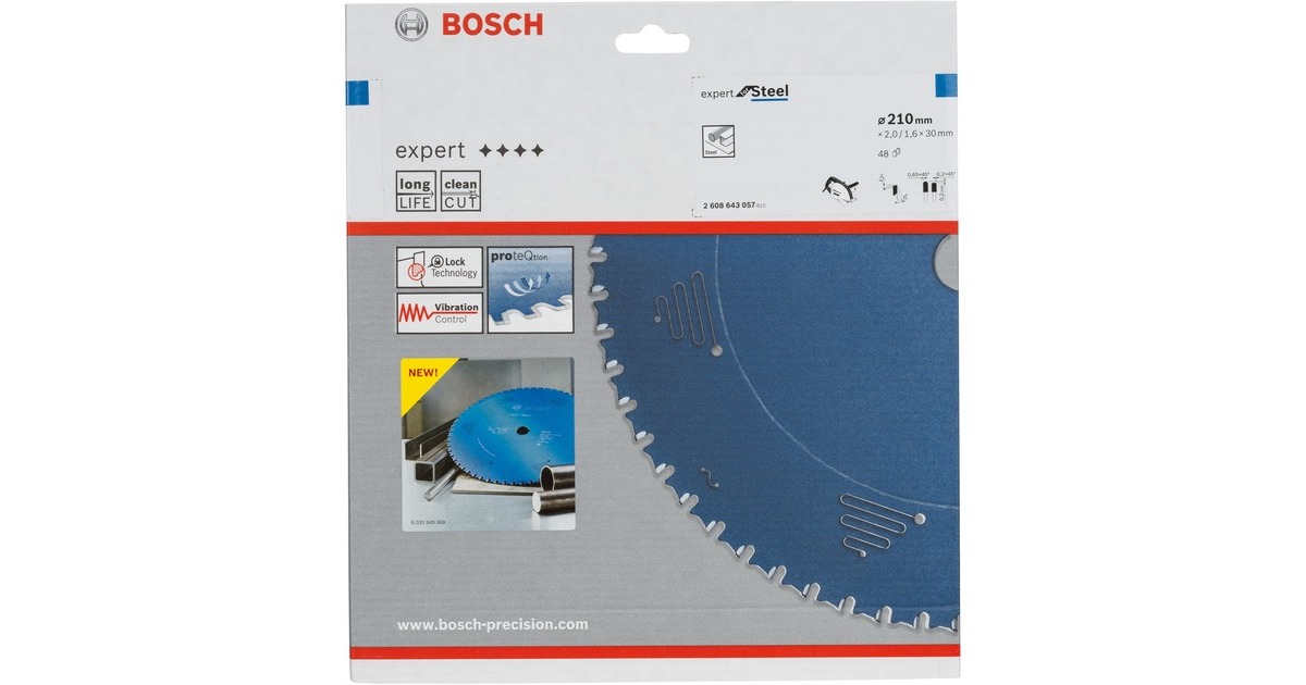 Bosch Kreissägeblatt Expert for Steel, Ø 210mm, 48Z(Bohrung 30mm, für Handkreissägen)