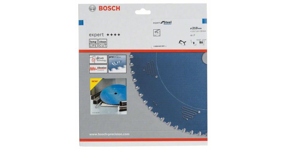 Bosch Kreissägeblatt Expert for Steel, Ø 210mm, 48Z(Bohrung 30mm, für Handkreissägen)