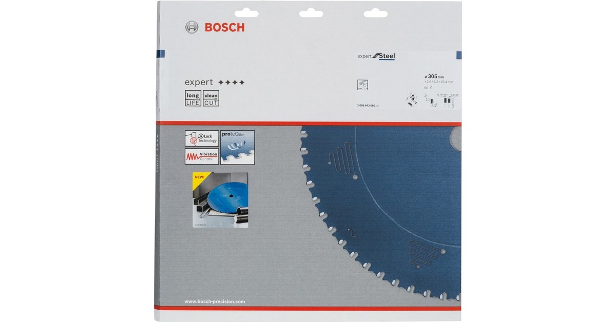 Bosch Kreissägeblatt Expert for Steel, Ø 305mm, 60Z(Bohrung 25,4mm, für Kapp- & Gehrungssägen)
