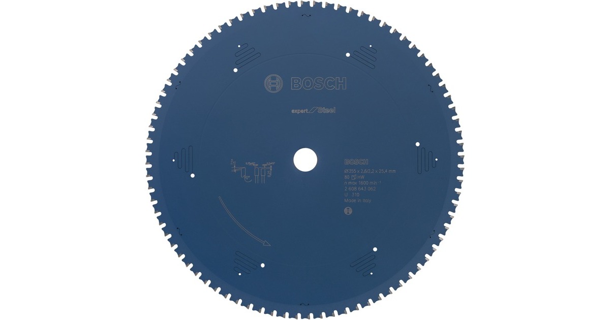 Bosch Kreissägeblatt Expert for Steel, Ø 355mm, 80Z(Bohrung 25,4mm, für Kapp- & Gehrungssägen)