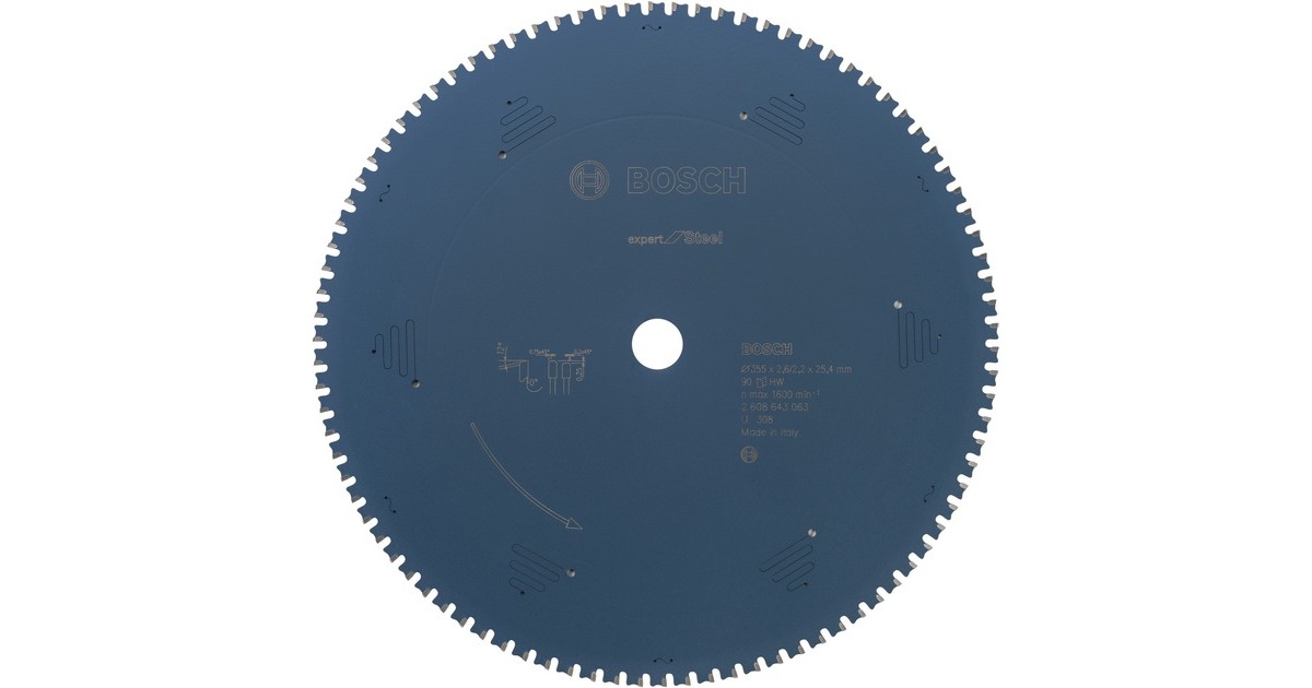 Bosch Kreissägeblatt Expert for Steel, Ø 355mm, 90Z(Bohrung 25,4mm, für Kapp- & Gehrungssägen)