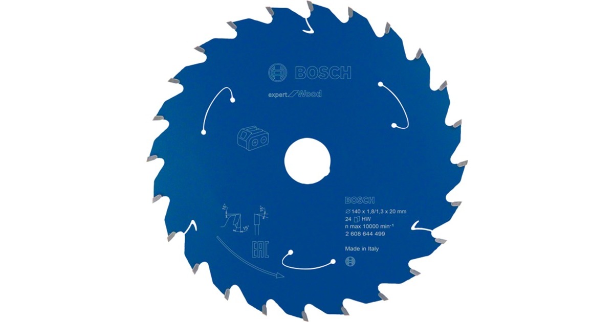 Bosch Kreissägeblatt Expert for Wood, Ø 140mm, 24Z(Bohrung 20mm, für Akku-Handkreissägen)