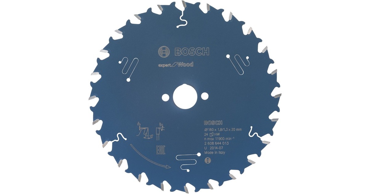 Bosch Kreissägeblatt Expert for Wood, Ø 160mm, 24Z(Bohrung 20mm, für Handkreissägen)