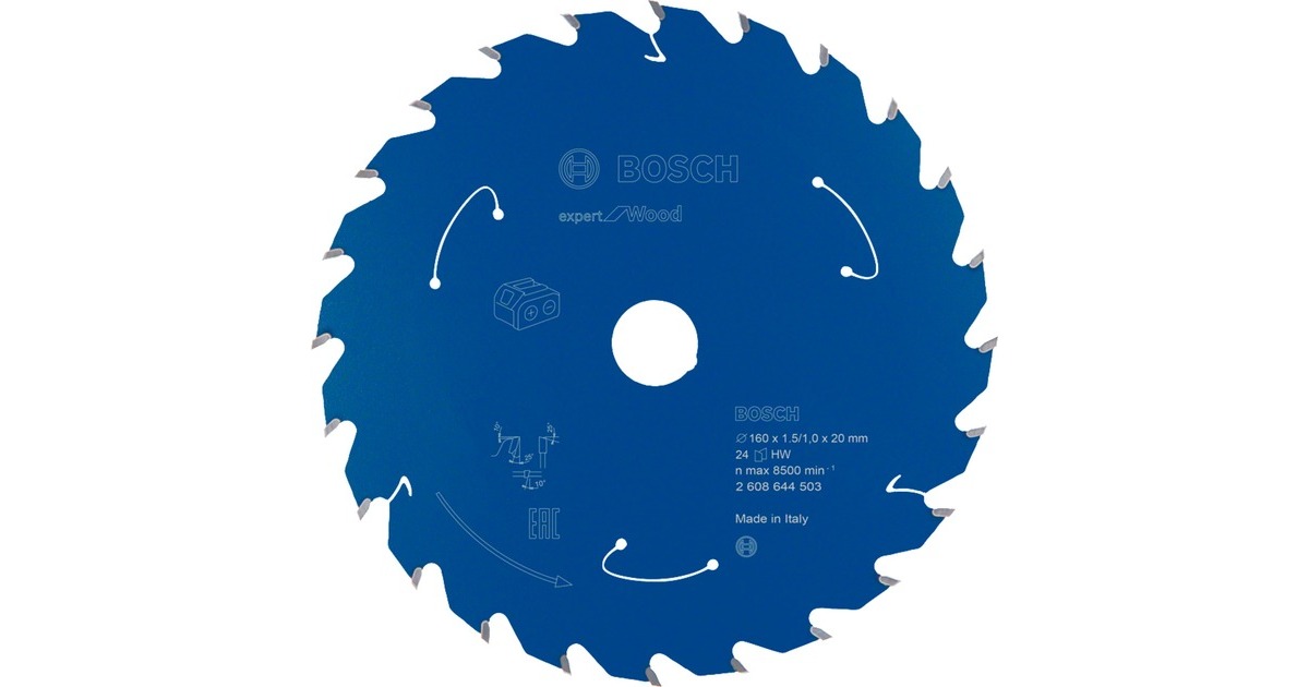 Bosch Kreissägeblatt Expert for Wood, Ø 160mm, 24Z(Bohrung 20mm, für Akku-Handkreissägen)