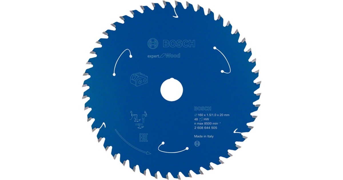 Bosch Kreissägeblatt Expert for Wood, Ø 160mm, 24Z(Bohrung 20mm, für Akku-Handkreissägen)