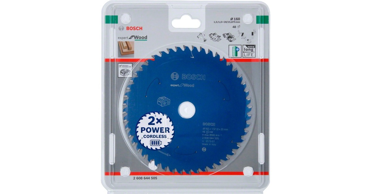 Bosch Kreissägeblatt Expert for Wood, Ø 160mm, 24Z(Bohrung 20mm, für Akku-Handkreissägen)