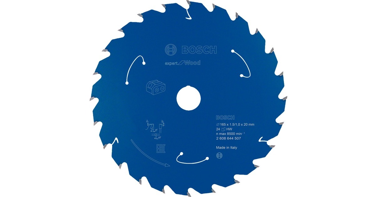 Bosch Kreissägeblatt Expert for Wood, Ø 165mm, 24Z(Bohrung 20mm, für Akku-Handkreissägen)