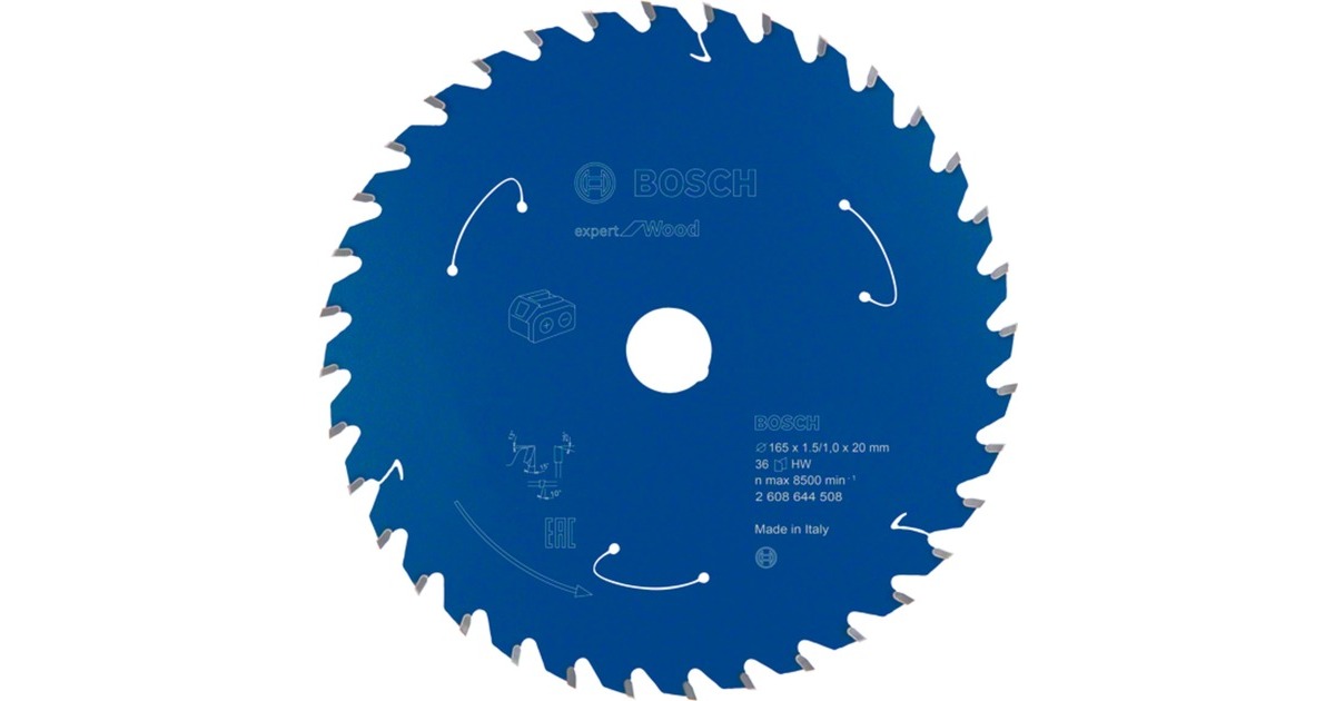Bosch Kreissägeblatt Expert for Wood, Ø 165mm, 36Z(Bohrung 20mm, für Akku-Handkreissägen)