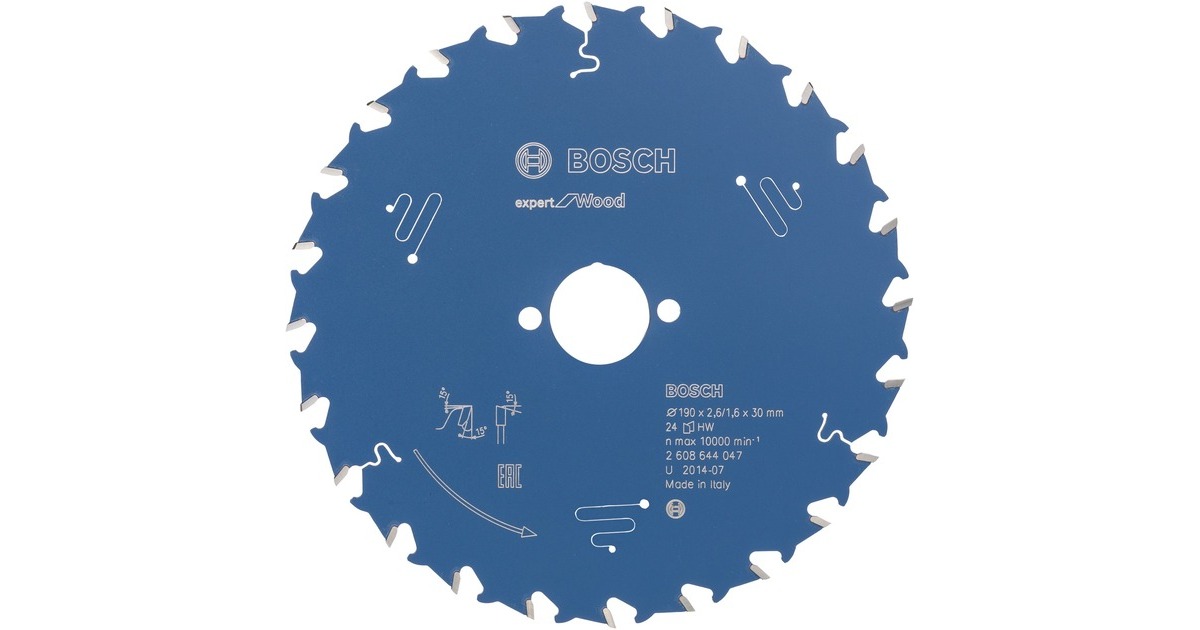 Bosch Kreissägeblatt Expert for Wood, Ø 190mm, 24Z(Bohrung 20mm, für Handkreissägen)