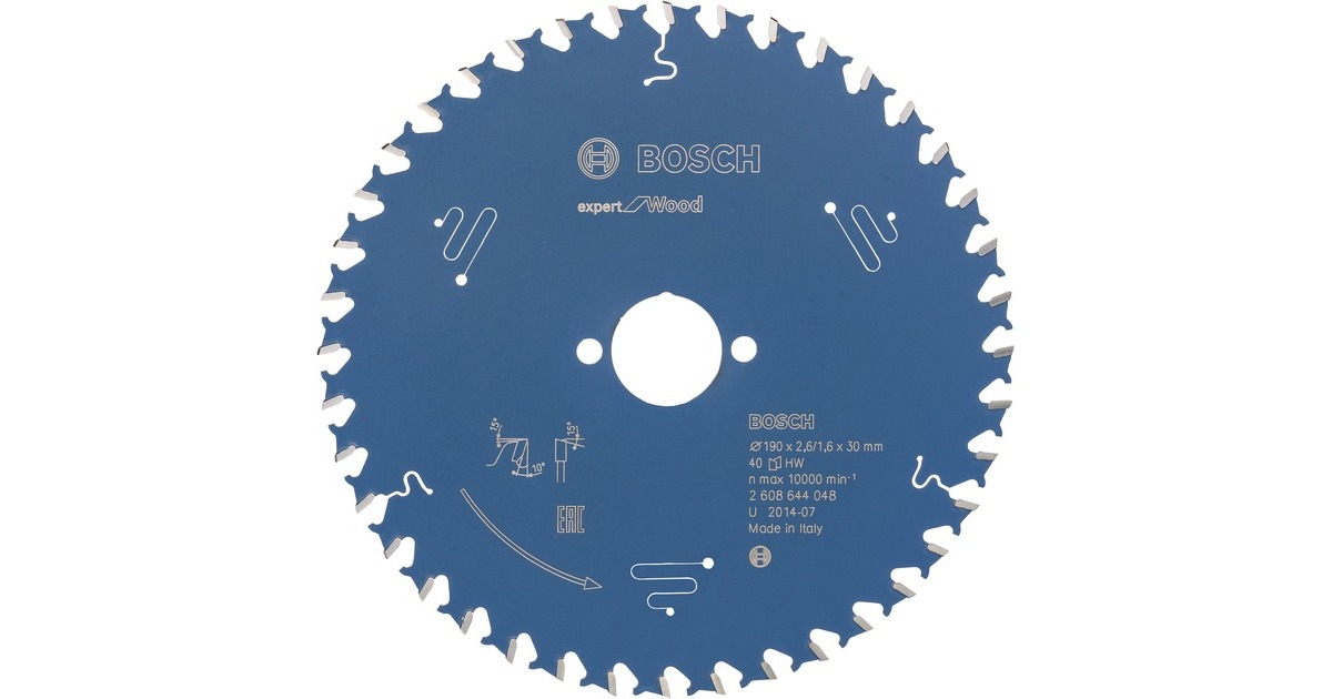 Bosch Kreissägeblatt Expert for Wood, Ø 190mm, 40Z(Bohrung 30mm, für Handkreissägen)