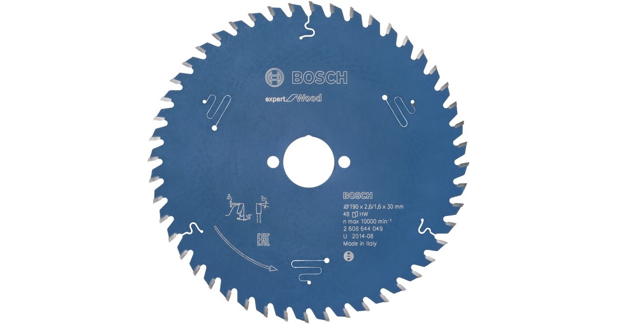 Bosch Kreissägeblatt Expert for Wood, Ø 190mm, 48Z(Bohrung 20mm, für Handkreissägen)