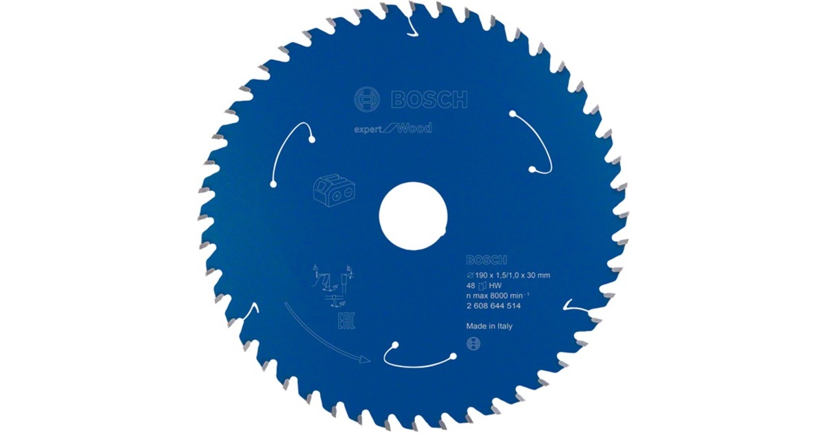 Bosch Kreissägeblatt Expert for Wood, Ø 190mm, 48Z(Bohrung 30mm, für Akku-Handkreissägen)