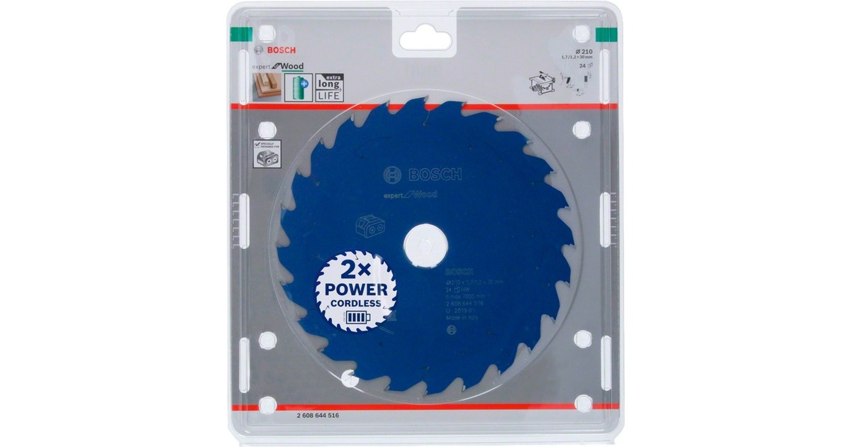 Bosch Kreissägeblatt Expert for Wood, Ø 210mm, 24Z(Bohrung 30mm, für Akku-Tischkreissägen)
