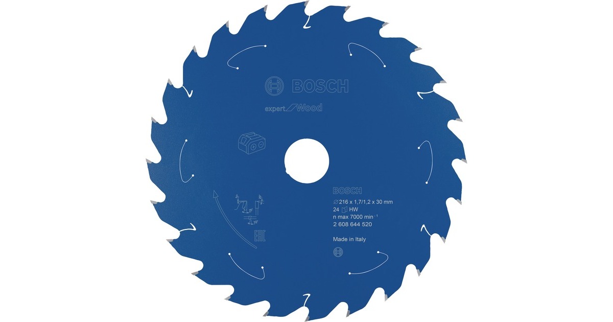 Bosch Kreissägeblatt Expert for Wood, Ø 216mm, 24Z(Bohrung 30mm, für Akku-Tischkreissägen)