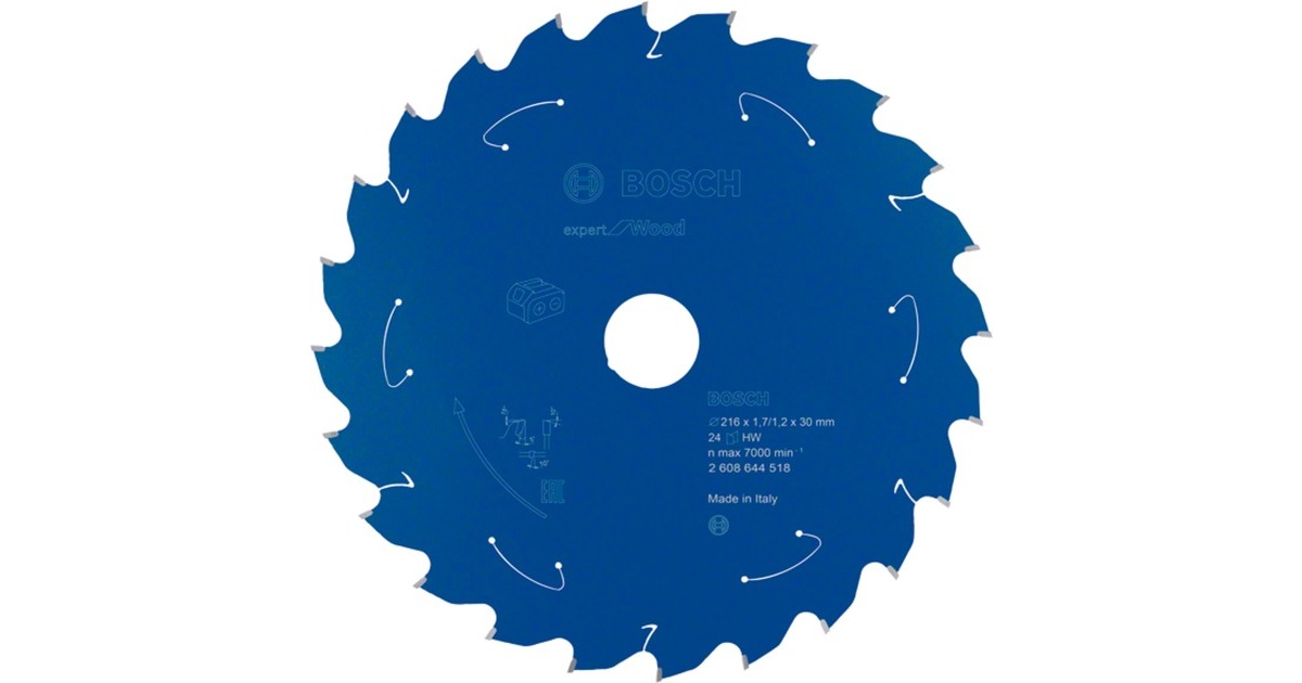Bosch Kreissägeblatt Expert for Wood, Ø 216mm, 24Z(Bohrung 30mm, für Akku-Kappsägen)