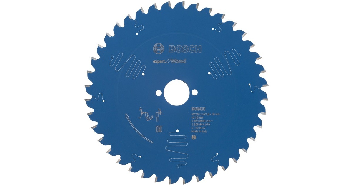 Bosch Kreissägeblatt Expert for Wood, Ø 216mm, 40Z(Bohrung 30mm, für Kapp- & Gehrungssägen)