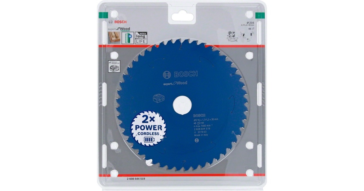 Bosch Kreissägeblatt Expert for Wood, Ø 216mm, 48Z(Bohrung 30mm, für Akku-Kappsägen)
