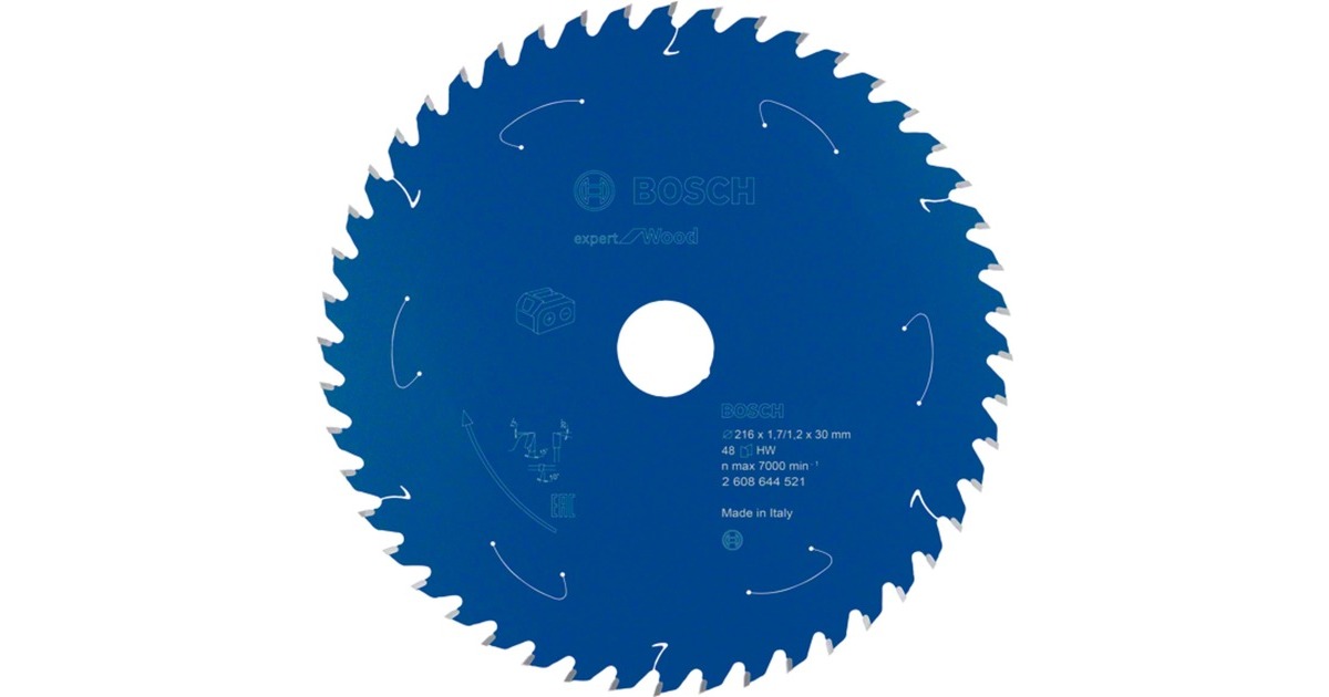 Bosch Kreissägeblatt Expert for Wood, Ø 216mm, 48Z(Bohrung 30mm, für Akku-Tischkreissägen)
