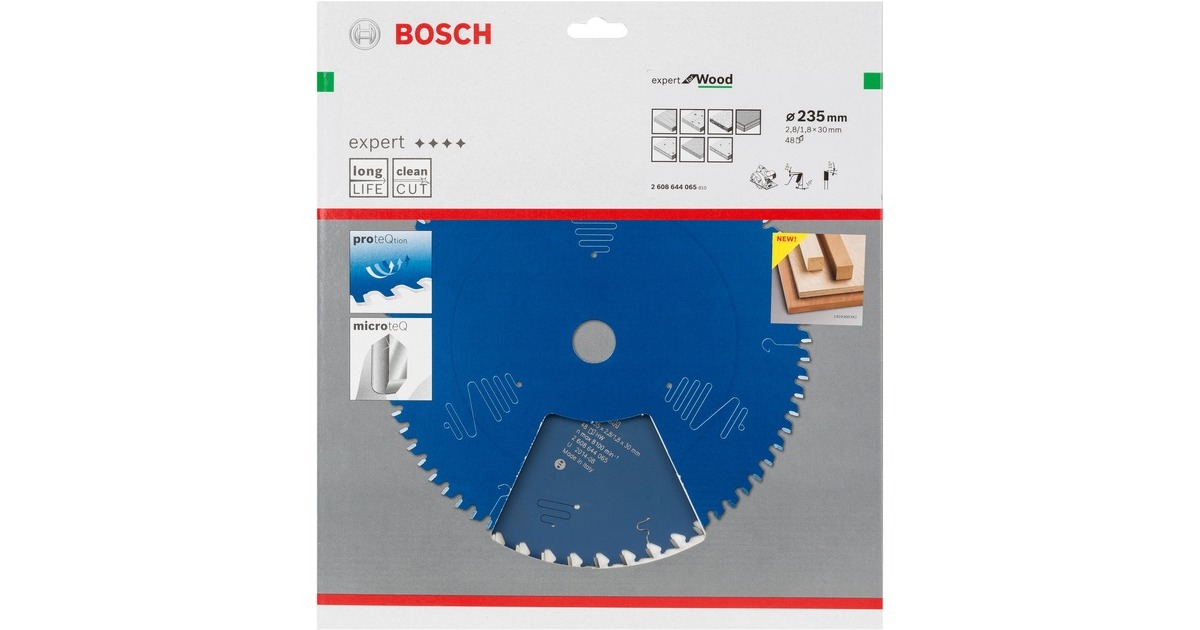 Bosch Kreissägeblatt Expert for Wood, Ø 235mm, 48Z(Bohrung 30mm, für Handkreissägen)