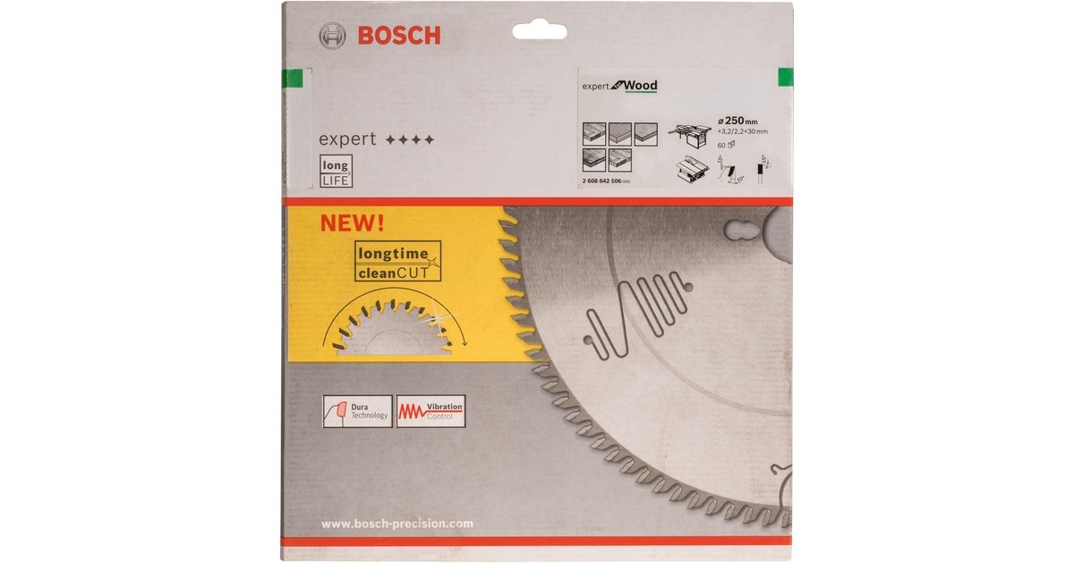 Bosch Kreissägeblatt Expert for Wood, Ø 250mm, 60Z(Bohrung 30mm, für Tischkreissägen)