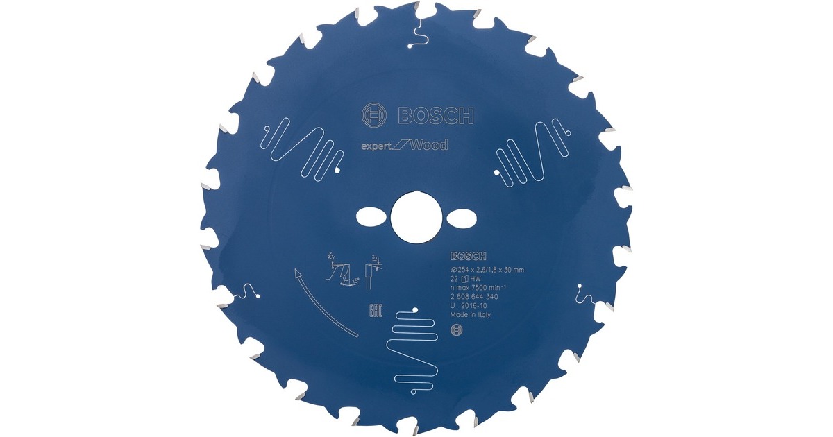 Bosch Kreissägeblatt Expert for Wood, Ø 254mm, 22Z(Bohrung 30mm, für Tischkreissägen)