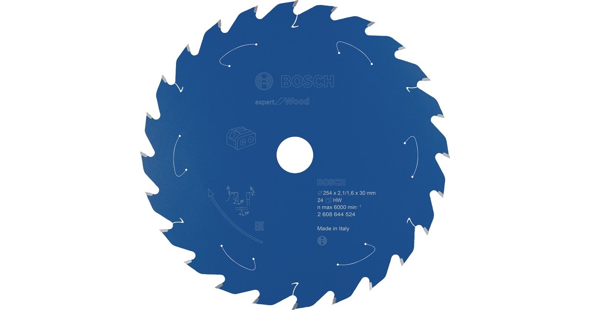 Bosch Kreissägeblatt Expert for Wood, Ø 254mm, 24Z(Bohrung 30mm, für Akku-Tischkreissägen)