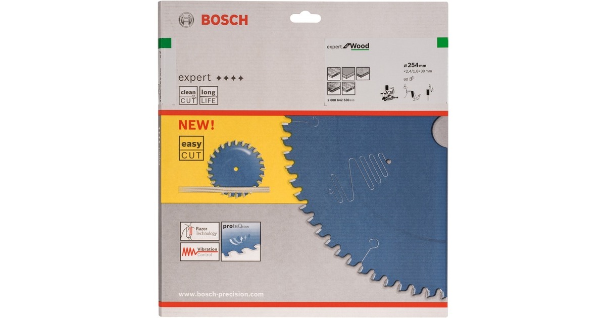 Bosch Kreissägeblatt Expert for Wood, Ø 254mm, 60Z(Bohrung 30mm, für Kapp- & Gehrungssägen)