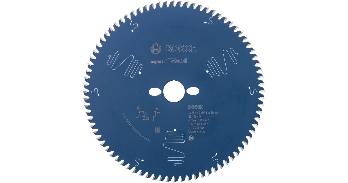 Bosch Kreissägeblatt Expert for Wood, Ø 254mm, 80Z(Bohrung 30mm, für Tischkreissägen)