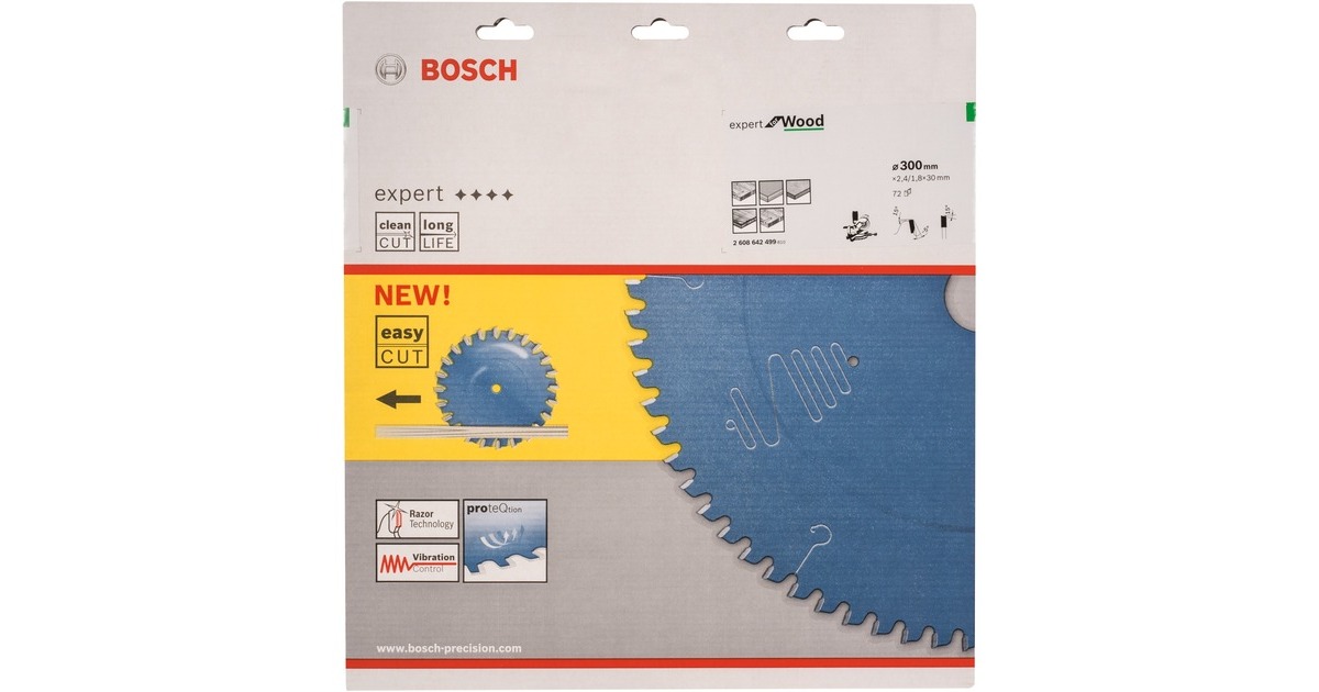 Bosch Kreissägeblatt Expert for Wood, Ø 300mm, 72Z(Bohrung 30mm, für Kapp- & Gehrungssägen)