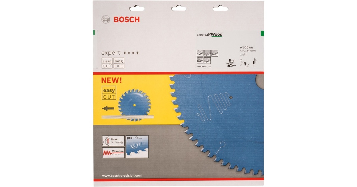 Bosch Kreissägeblatt Expert for Wood, Ø 305mm, 72Z(Bohrung 30mm, für Kapp- & Gehrungssägen)