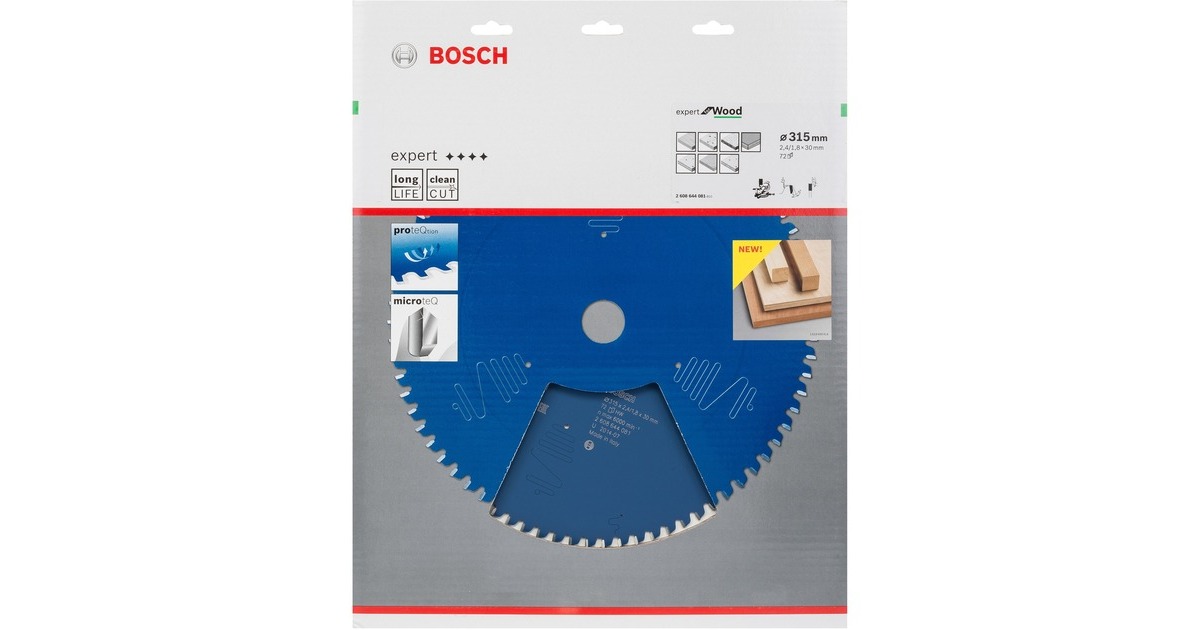 Bosch Kreissägeblatt Expert for Wood, Ø 315mm, 72Z(Bohrung 30mm, für Kapp- & Gehrungssägen)