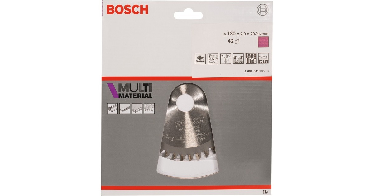 Bosch Kreissägeblatt Multi Material, Ø 130mm, 42Z(Bohrung 20mm, für Handkreissägen)