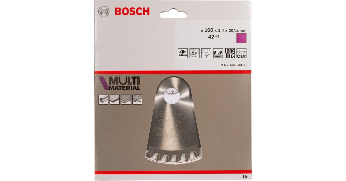 Bosch Kreissägeblatt Multi Material, Ø 160mm, 42Z(Bohrung 20mm, für Handkreissägen)