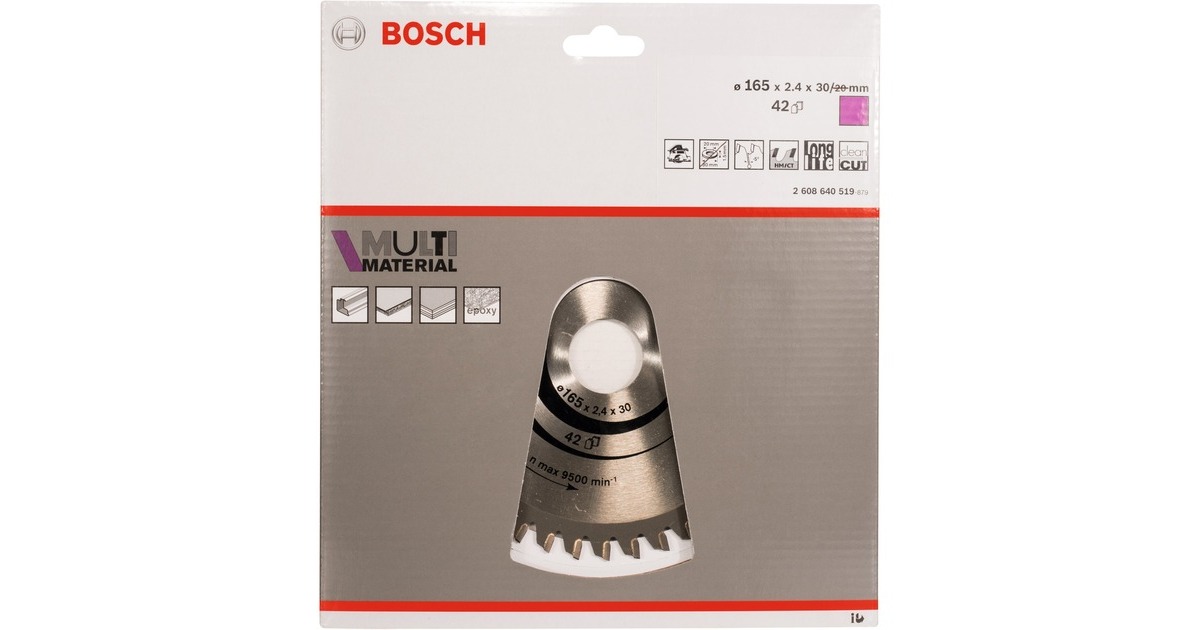 Bosch Kreissägeblatt Multi Material, Ø 165mm, 42Z(Bohrung 30mm, für Handkreissägen)