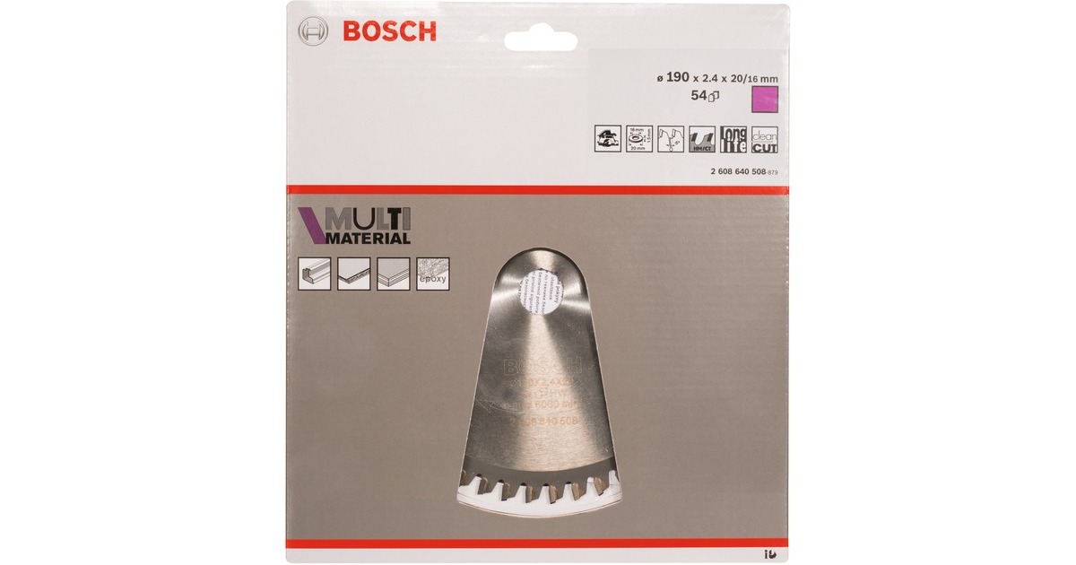 Bosch Kreissägeblatt Multi Material, Ø 190mm, 54Z(Bohrung 20mm, für Handkreissägen)