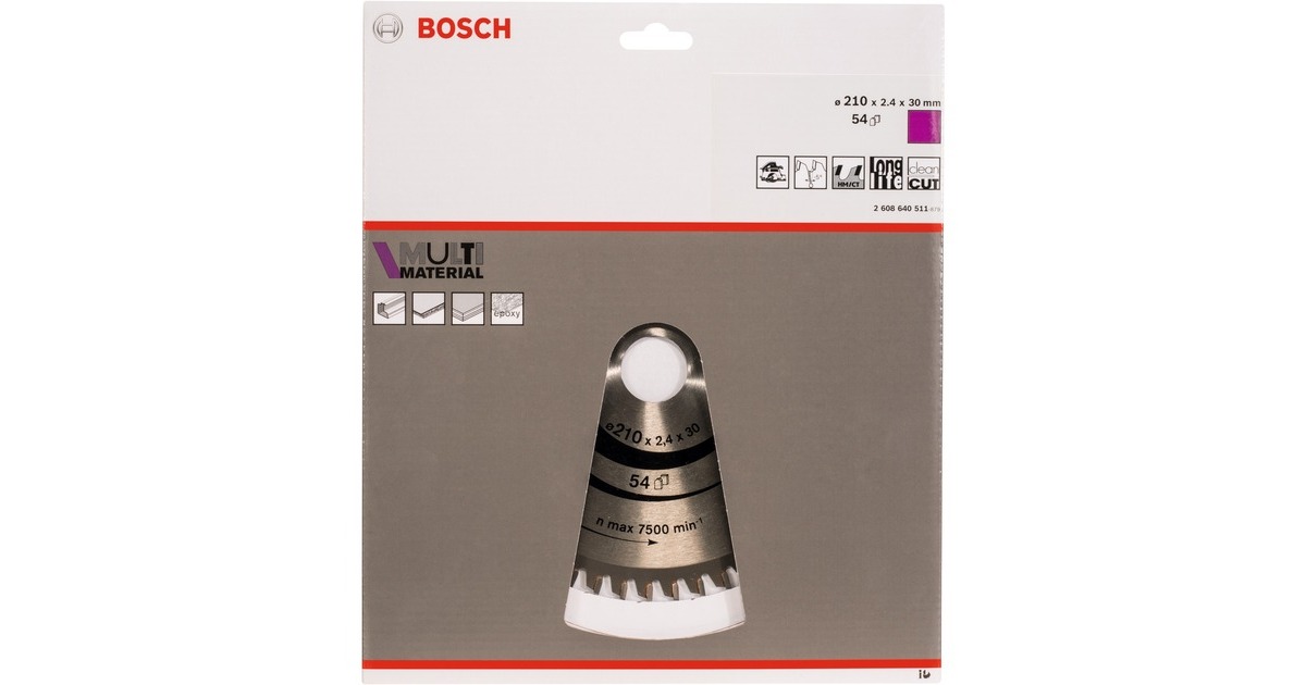 Bosch Kreissägeblatt Multi Material, Ø 210mm, 54Z(Bohrung 30mm, für Handkreissägen)