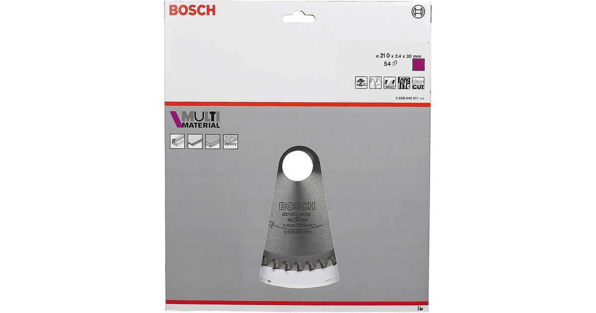 Bosch Kreissägeblatt Multi Material, Ø 210mm, 54Z(Bohrung 30mm, für Handkreissägen)