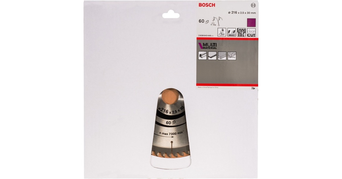 Bosch Kreissägeblatt Multi Material, Ø 216mm, 60Z(Bohrung 30mm, für Kapp- & Gehrungssägen)