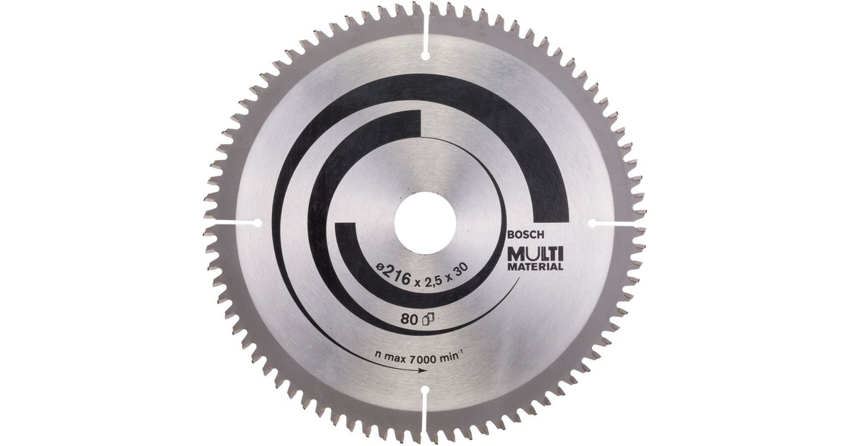 Bosch Kreissägeblatt Multi Material, Ø 216mm, 80Z(Bohrung 30mm, für Kapp- & Gehrungssägen)