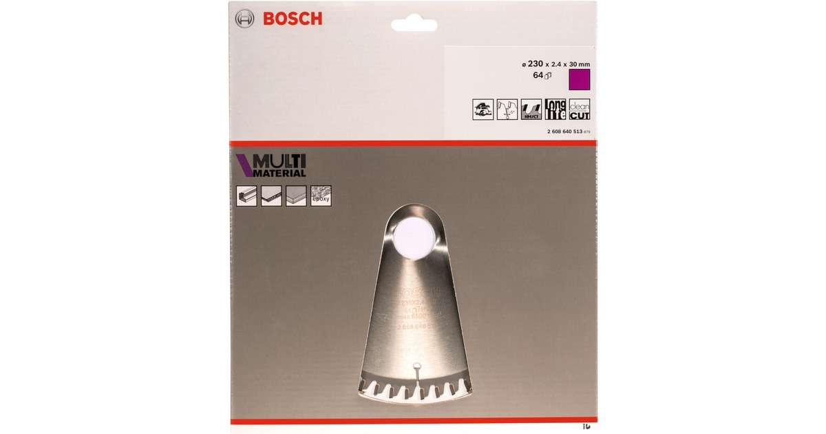Bosch Kreissägeblatt Multi Material, Ø 230mm, 64Z(Bohrung 30mm, für Handkreissägen)