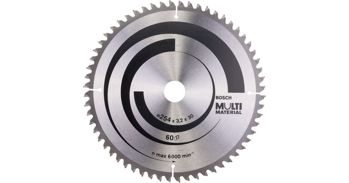 Bosch Kreissägeblatt Multi Material, Ø 254mm, 60Z(Bohrung 30mm, für Kapp- & Gehrungssägen)