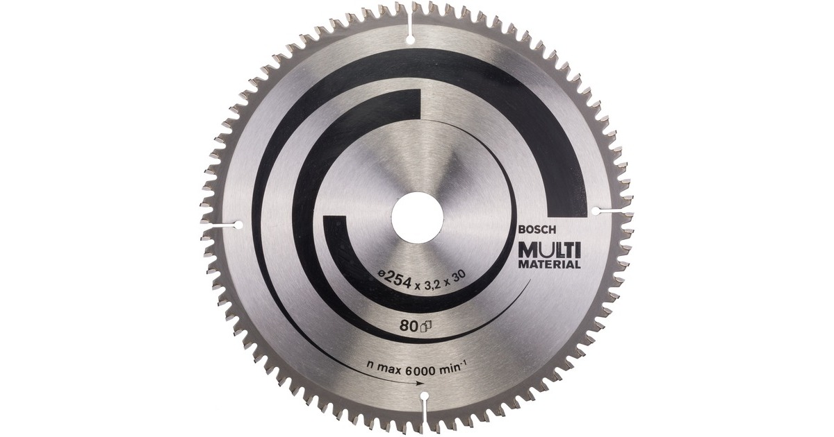 Bosch Kreissägeblatt Multi Material, Ø 254mm, 80Z(Bohrung 30mm, für Kapp- & Gehrungssägen)