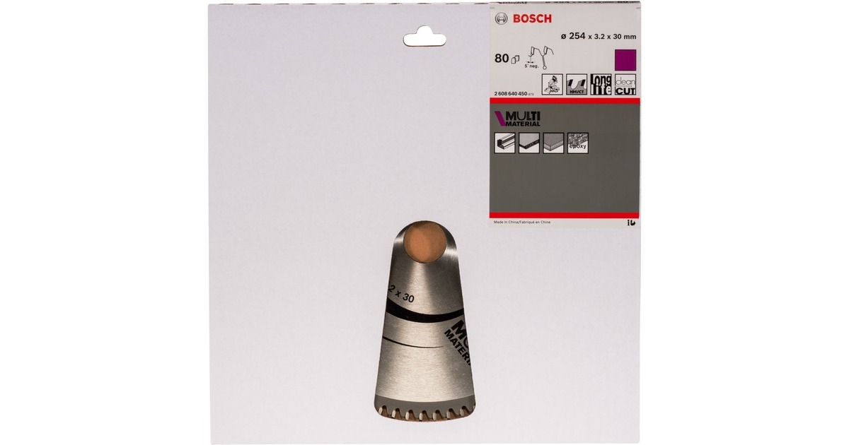 Bosch Kreissägeblatt Multi Material, Ø 254mm, 80Z(Bohrung 30mm, für Kapp- & Gehrungssägen)
