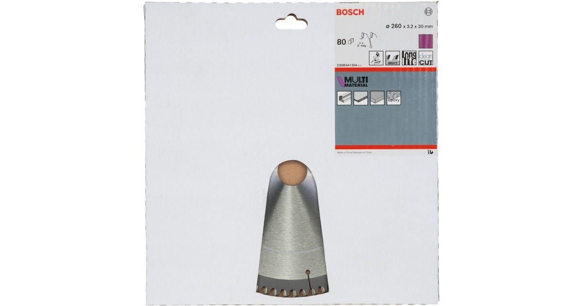 Bosch Kreissägeblatt Multi Material, Ø 260mm, 80Z(Bohrung 30mm, für Kapp- & Gehrungssägen)
