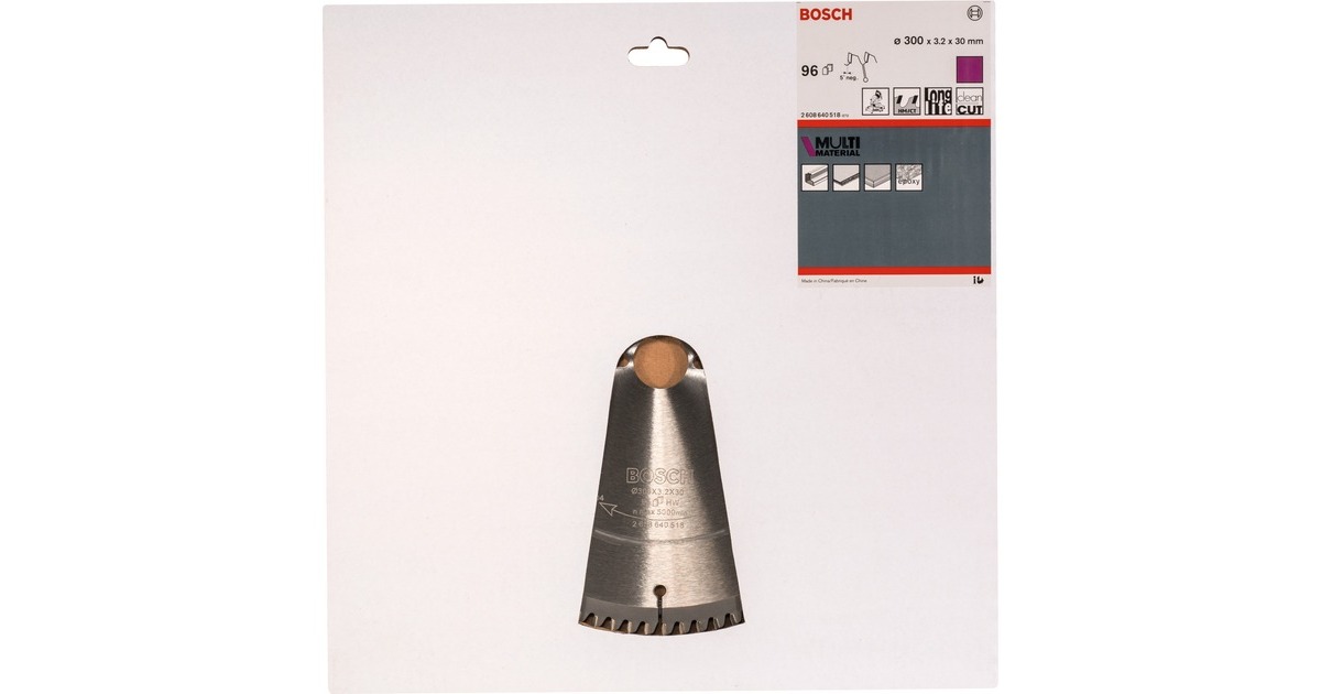 Bosch Kreissägeblatt Multi Material, Ø 300mm, 96Z(Bohrung 30mm, für Kapp- & Gehrungssägen)