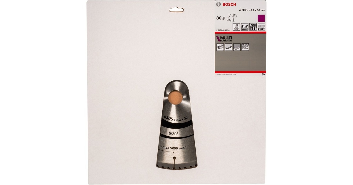 Bosch Kreissägeblatt Multi Material, Ø 305mm, 80Z(Bohrung 30mm, für Kapp- & Gehrungssägen)