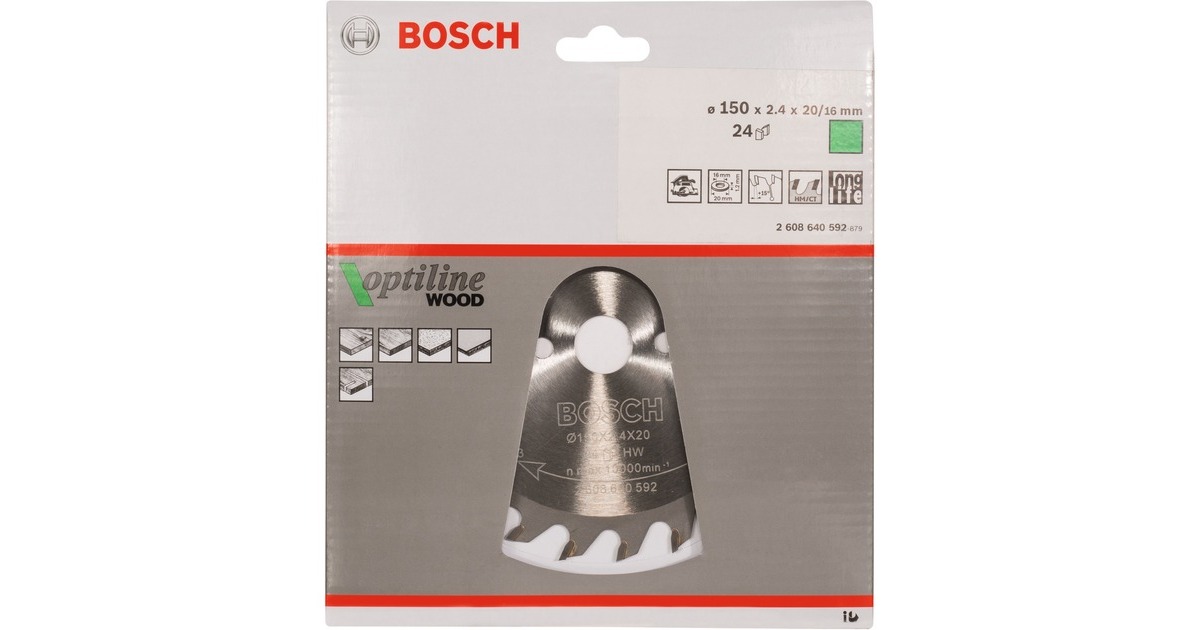 Bosch Kreissägeblatt Optiline Wood, Ø 150mm, 24Z(Bohrung 20mm, für Handkreissägen)