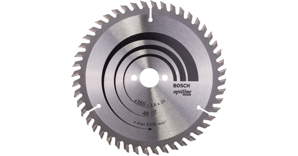 Bosch Kreissägeblatt Optiline Wood, Ø 160mm, 48Z(Bohrung 20mm, für Handkreissägen)