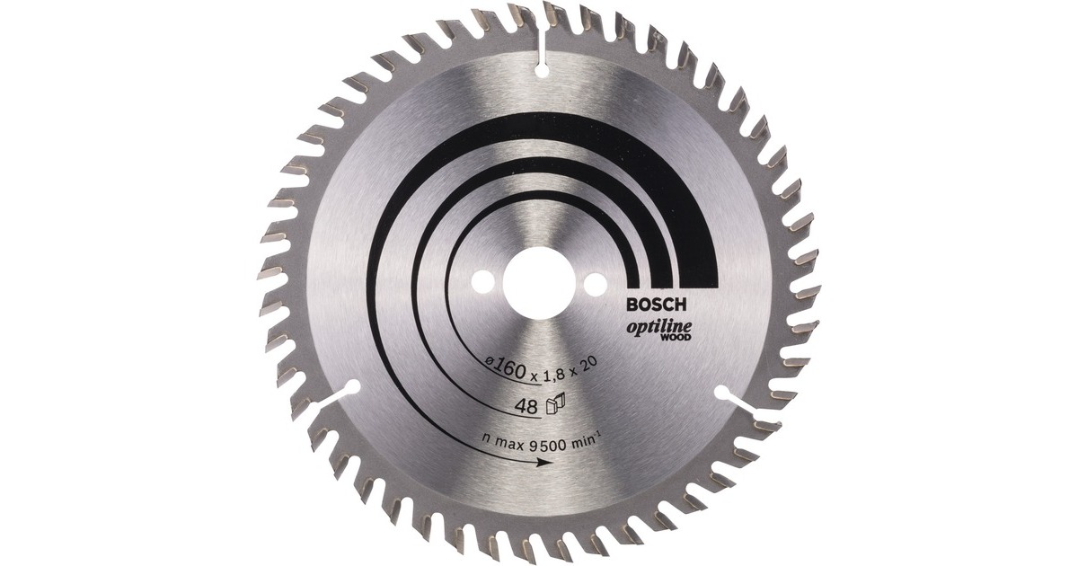Bosch Kreissägeblatt Optiline Wood, Ø 160mm, 48Z(Bohrung 20mm, für Handkreissägen)