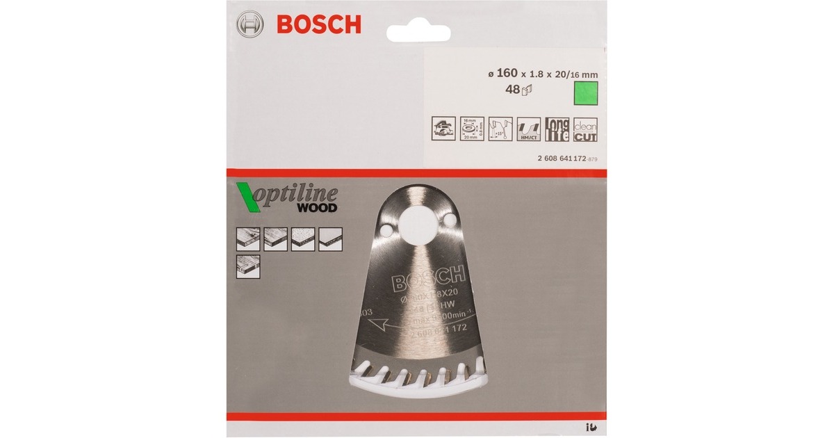 Bosch Kreissägeblatt Optiline Wood, Ø 160mm, 48Z(Bohrung 20mm, für Handkreissägen)